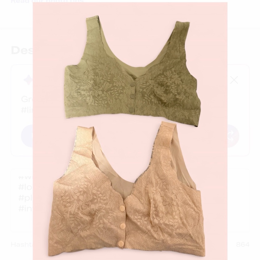 Green‎ and Beige Lace Bralettes